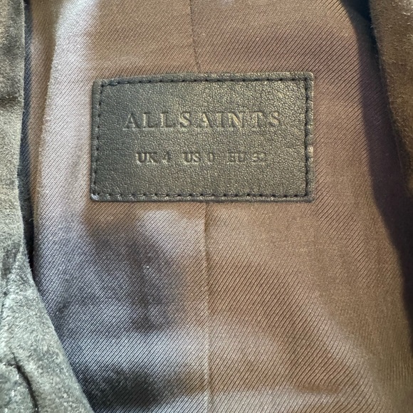 All Saints Hitchen Leather Biker Jacket in Graphite Brown Womens Size XS / 0 - Picture 8 of 8